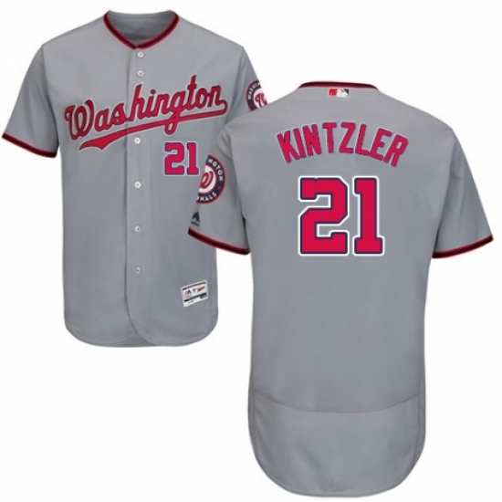 Men's Majestic Washington Nationals #21 Brandon Kintzler Grey Road Flex Base Authentic Collection MLB Jersey - Ujersey