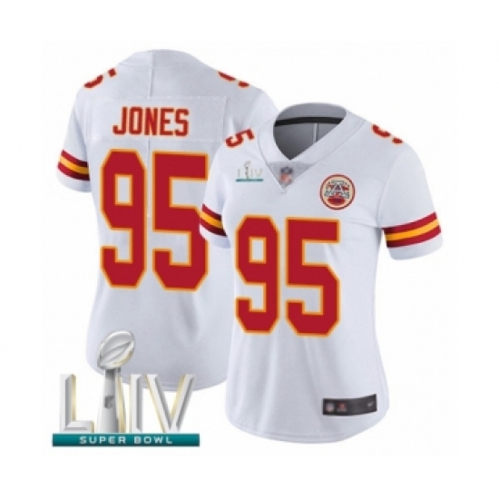 Women's Kansas City Chiefs #95 Chris Jones White Vapor Untouchable Limited Player Super Bowl LIV Bound Football Jersey - Ujersey