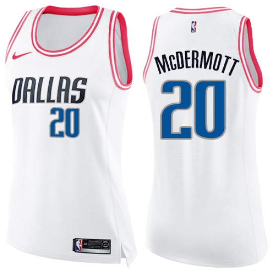 Women's Nike Dallas Mavericks #20 Doug McDermott Swingman White/Pink Fashion NBA Jersey - Ujersey