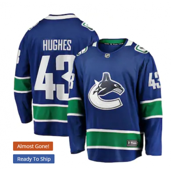 Men's Vancouver Canucks #43 Quinn Hughes Fanatics Branded Blue Home Premier Breakaway Player Jersey - Ujersey