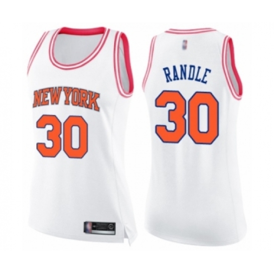 Women's New York Knicks #30 Julius Randle Swingman White Pink Fashion Basketball Jersey - Ujersey
