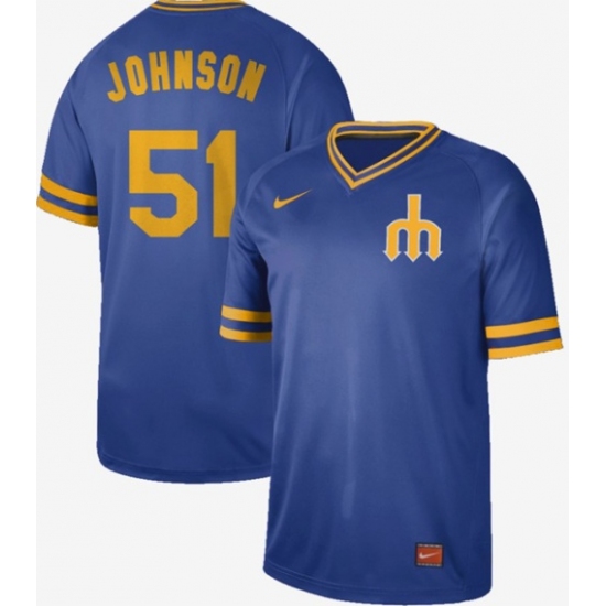 Men's Nike Seattle Mariners #51 Randy Johnson Royal Authentic Cooperstown Collection Stitched Baseball Jersey - Ujersey