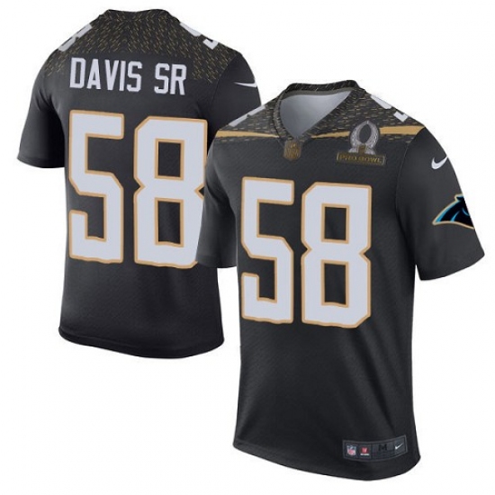 Men's Nike Carolina Panthers #58 Thomas Davis Elite Black Team Irvin 2016 Pro Bowl NFL Jersey - Ujersey