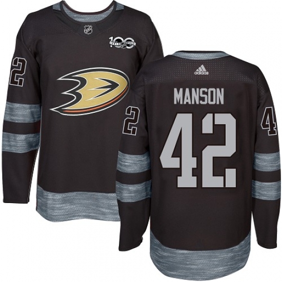 Men's Adidas Anaheim Ducks #42 Josh Manson Authentic Black 1917-2017 100th Anniversary NHL Jersey - Ujersey