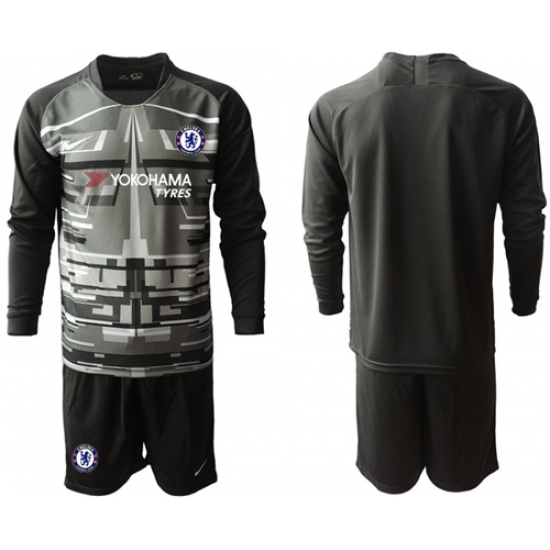 Chelsea Blank Black Goalkeeper Long Sleeves Soccer Club Jersey
