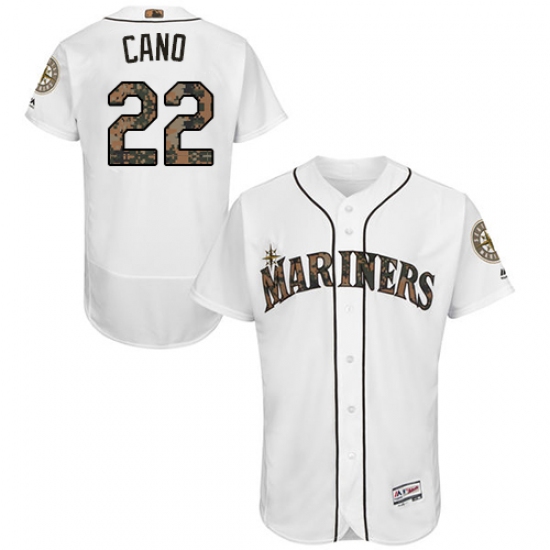 Men's Majestic Seattle Mariners #22 Robinson Cano Authentic White 2016 Memorial Day Fashion Flex Base MLB Jersey - Ujersey