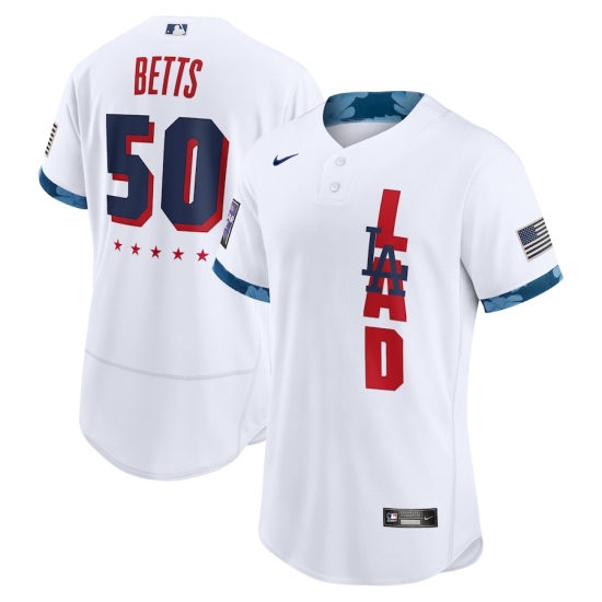Men's Los Angeles Dodgers #50 Mookie Betts Nike White 2021 MLB All-Star Game Authentic Player Jersey - Ujersey
