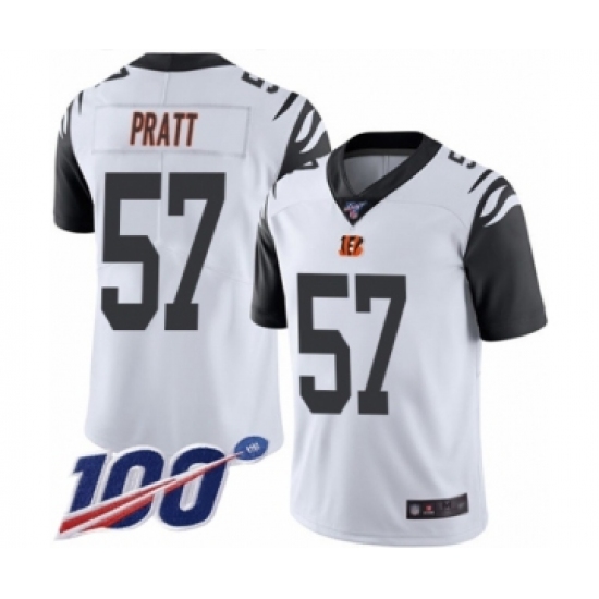Men's Cincinnati Bengals #57 Germaine Pratt Limited White Rush Vapor Untouchable 100th Season Football Jersey - Ujersey