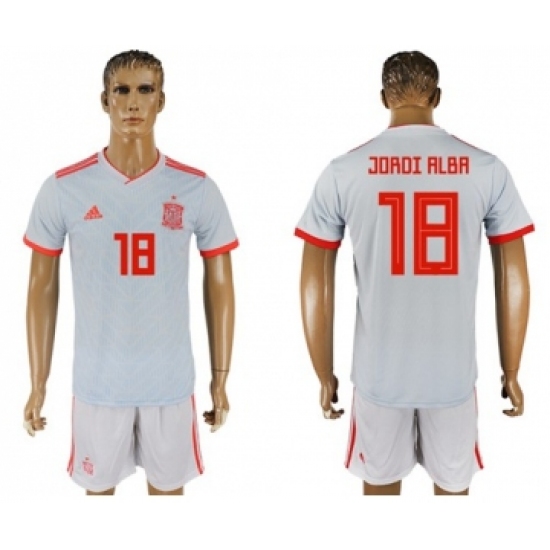 Spain #18 Jordi Alba Away Soccer Country Jersey