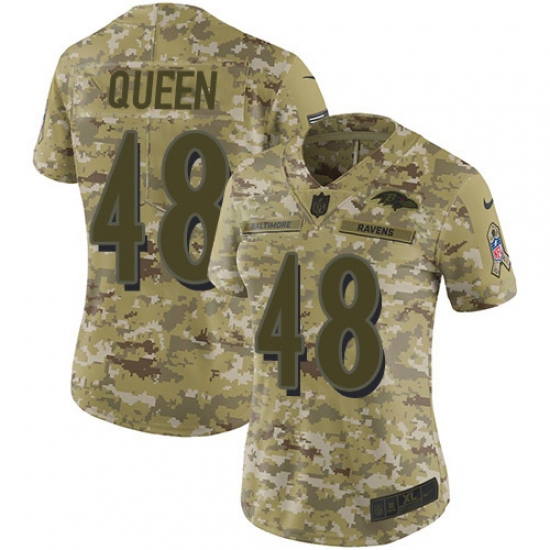 Women's Baltimore Ravens #48 Patrick Queen Camo Stitched NFL Limited 2018 Salute To Service Jersey - Ujersey