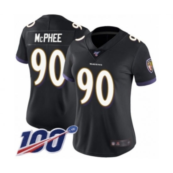 Women's Baltimore Ravens #90 Pernell McPhee Black Alternate Vapor Untouchable Limited Player 100th Season Football Jersey - Ujersey