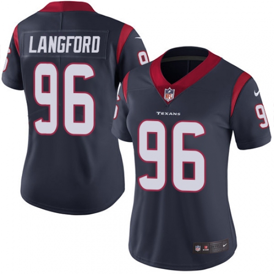 Women's Nike Houston Texans #96 Kendall Langford Navy Blue Team Color Vapor Untouchable Limited Player NFL Jersey - Ujersey