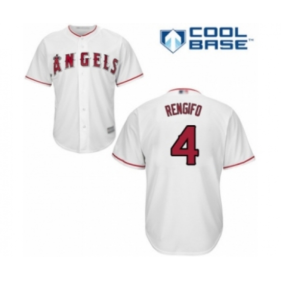 Youth Los Angeles Angels of Anaheim #4 Luis Rengifo Authentic White Home Cool Base Baseball Player Jersey