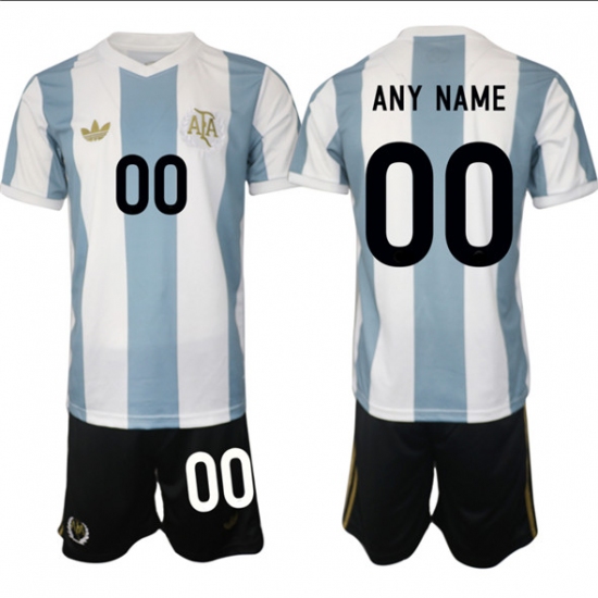 Men's Argentina Custom White Blue 2024-25 50th Anniversary Home Soccer Jersey Suit - Ujersey