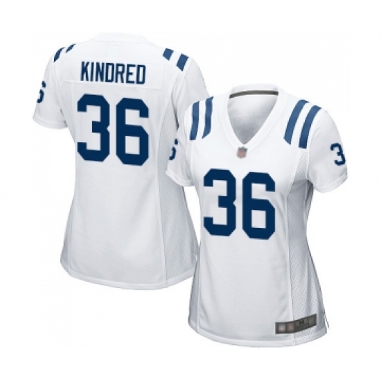 Women's Indianapolis Colts #36 Derrick Kindred Game White Football Jersey - Ujersey