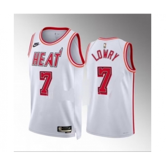 Men's Miami Heat #7 Kyle Lowry White Classic Edition Stitched Basketball Jersey - Ujersey