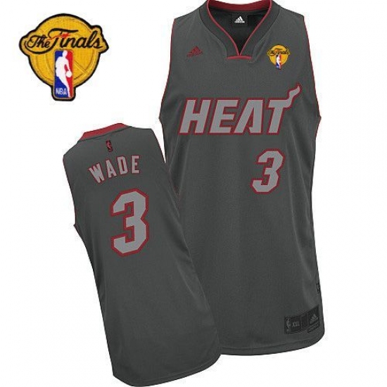 Men's Adidas Miami Heat #3 Dwyane Wade Swingman Grey Graystone Fashion Finals Patch NBA Jersey - Ujersey