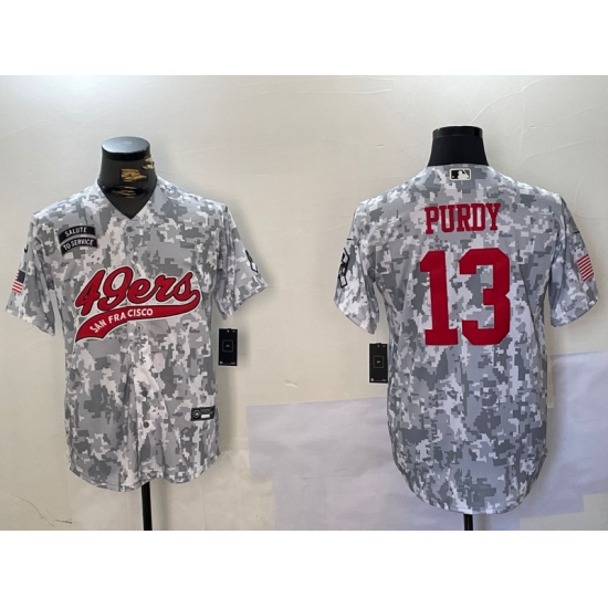 Men's San Francisco 49ers #13 Brock Purdy Arctic Camo 2024 Salute to Service Stitched Baseball Jersey - Ujersey