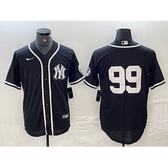 Men's New York Yankees #99 Aaron Judge No Name Black White Cool Base Stitched Jersey - Ujersey