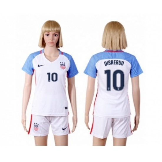 Women's USA #10 Diskerud Home(Three Star) Soccer Country Jersey