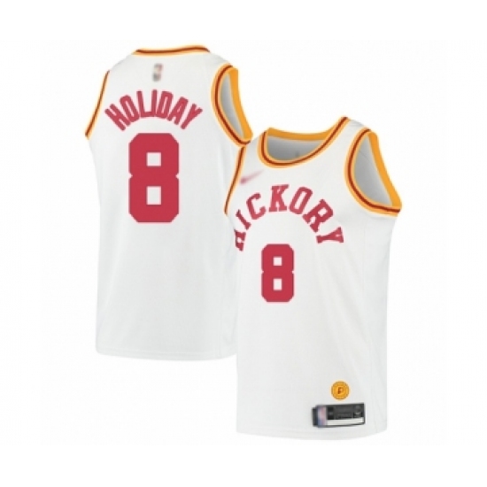 Men's Indiana Pacers #8 Justin Holiday Authentic White Hardwood Classics Basketball Jersey - Ujersey