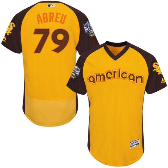 Men's Majestic Chicago White Sox #79 Jose Abreu Yellow 2016 All-Star American League BP Authentic Collection Flex Base MLB Jersey - Ujersey