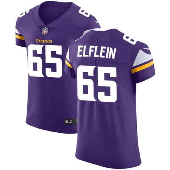 Men's Nike Minnesota Vikings #65 Pat Elflein Purple Team Color Vapor Untouchable Elite Player NFL Jersey - Ujersey