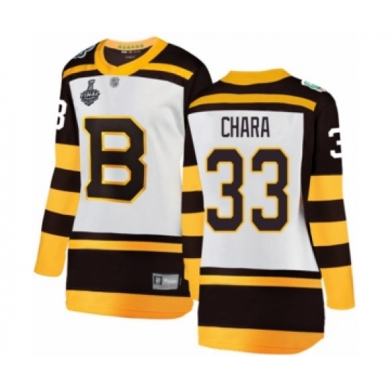 Women's Boston Bruins #33 Zdeno Chara White Winter Classic Fanatics Branded Breakaway 2019 Stanley Cup Final Bound Hockey Jersey - Ujersey
