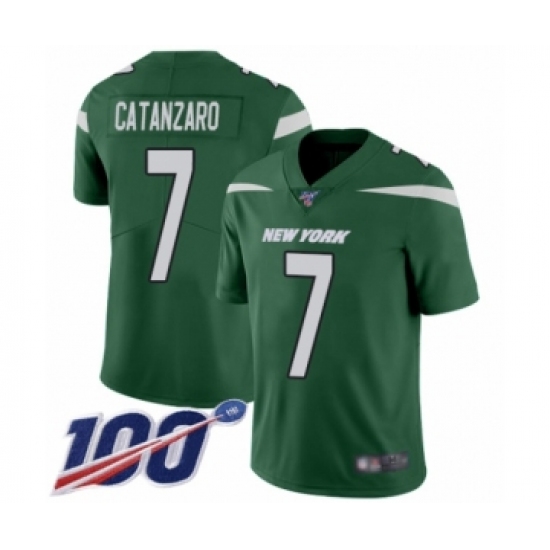 Men's New York Jets #7 Chandler Catanzaro Green Team Color Vapor Untouchable Limited Player 100th Season Football Jersey - Ujersey