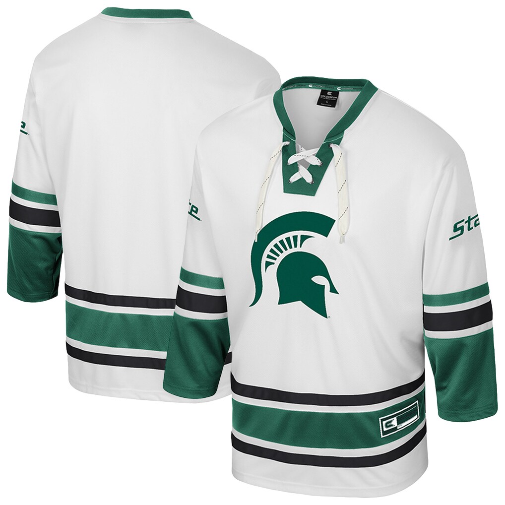 Men's Colosseum Cream Michigan State Spartans Puck Proud Fashion Hockey Jersey - Ujersey