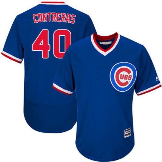 Men's Majestic Chicago Cubs #40 Willson Contreras Royal Blue Cooperstown Flexbase Authentic Collection MLB Jersey - Ujersey