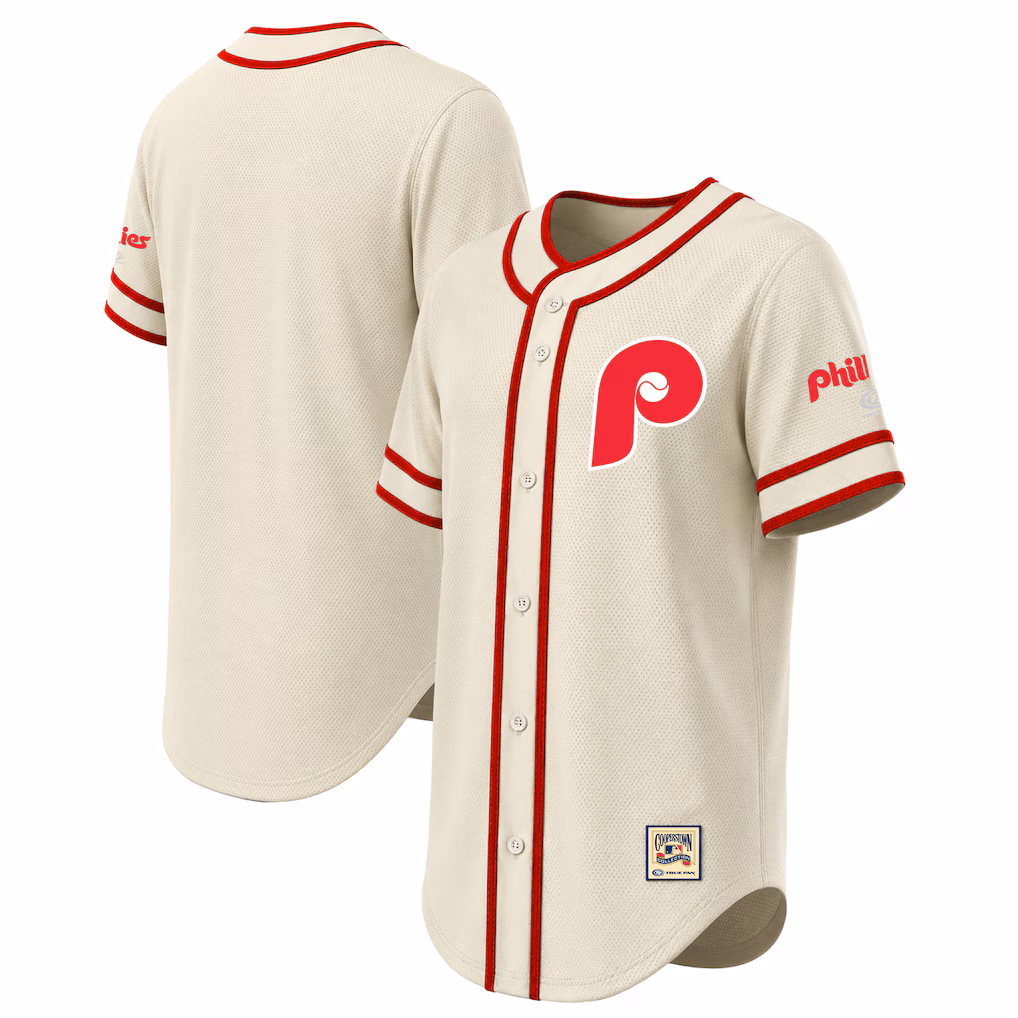 Men's Philadelphia Phillies Stitches Natural Throwback Fashion Jersey - Ujersey