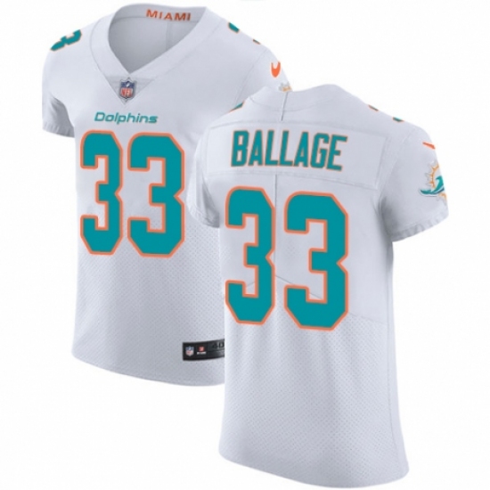 Men's Nike Miami Dolphins #33 Kalen Ballage White Vapor Untouchable Elite Player NFL Jersey - Ujersey