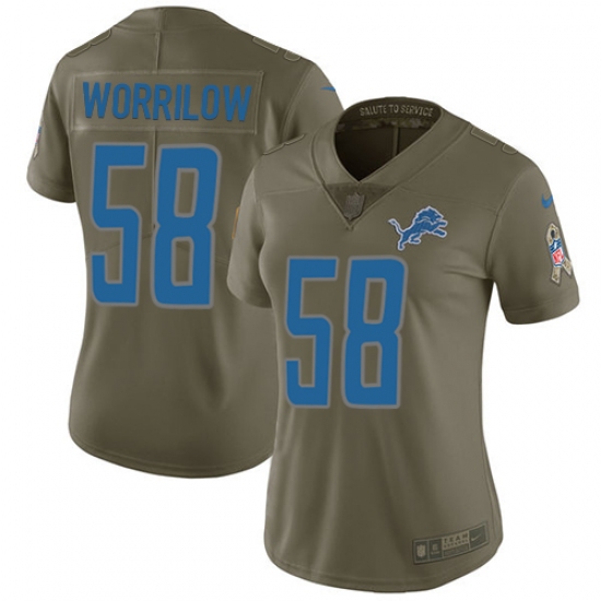 Women's Nike Detroit Lions #58 Paul Worrilow Limited Olive 2017 Salute to Service NFL Jersey - Ujersey