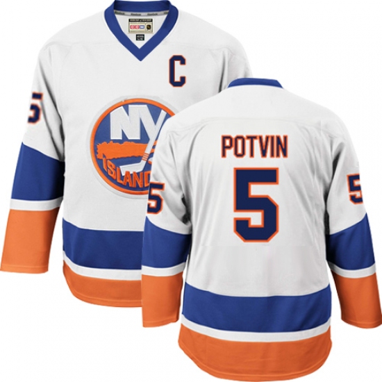 Men's CCM New York Islanders #5 Denis Potvin Premier White Throwback NHL Jersey - Ujersey