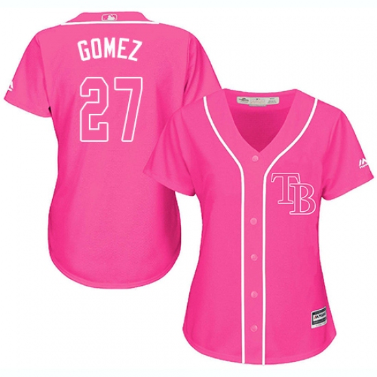 Women's Majestic Tampa Bay Rays #27 Carlos Gomez Replica Pink Fashion Cool Base MLB Jersey - Ujersey