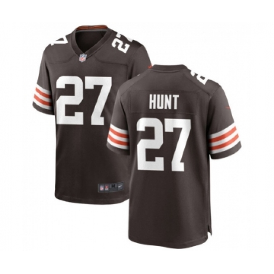 Men's Cleveland Browns #27 Kareem Hunt Brown Stitched Game Jersey - Ujersey