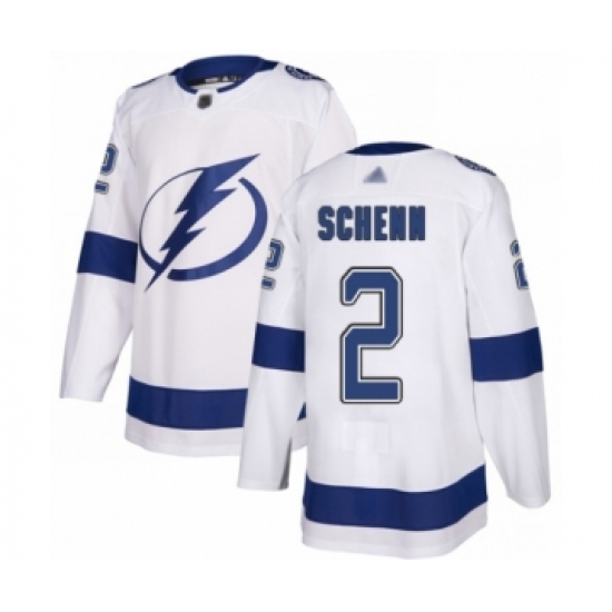 Men's Tampa Bay Lightning #2 Luke Schenn Authentic White Away Hockey Jersey - Ujersey