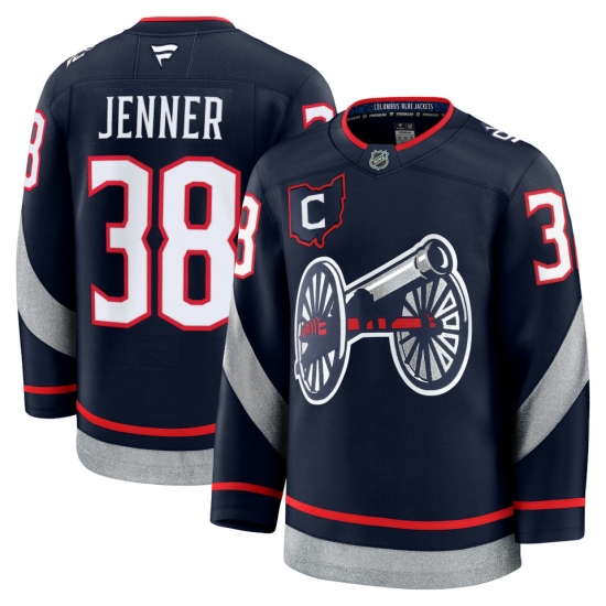 Men's Columbus Blue Jackets #38 Boone Jenner Navy 2024-25 With C Stitched Hockey Jersey - Ujersey