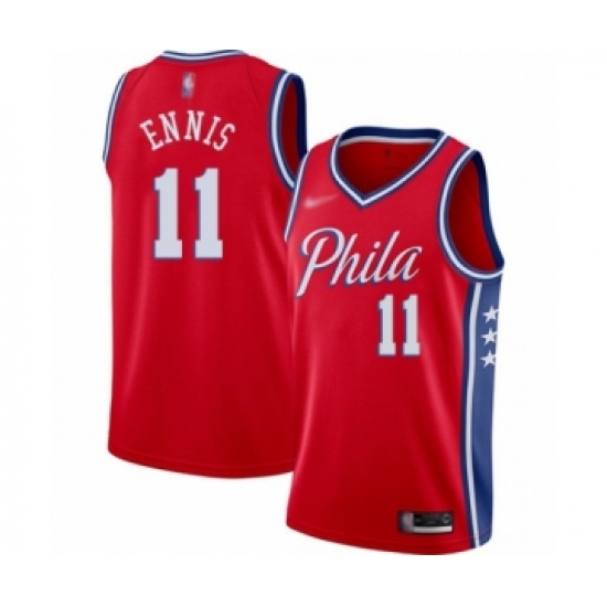 Women's Philadelphia 76ers #11 James Ennis Swingman Red Finished Basketball Jersey - Statement Edition - Ujersey