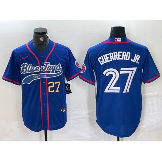Men's Toronto Blue Jays #27 Vladimir Guerrero Jr Blue Cool Base Stitched Baseball Jerseys - Ujersey