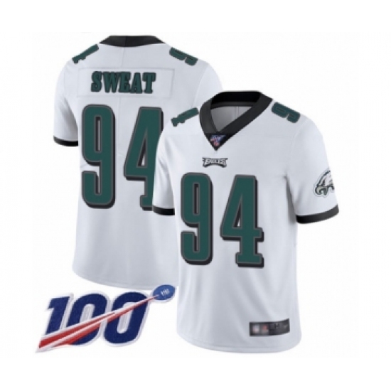 Youth Philadelphia Eagles #94 Josh Sweat White Vapor Untouchable Limited Player 100th Season Football Jersey - Ujersey