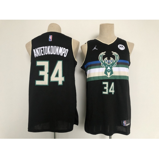 Men's Milwaukee Bucks #34 Giannis Antetokounmpo Hunter Black Authentic Jersey - Ujersey