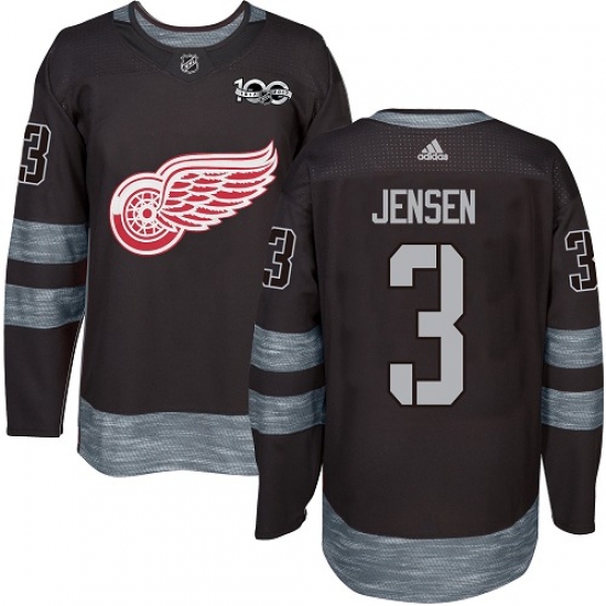 Men's Adidas Detroit Red Wings #3 Nick Jensen Authentic Black 1917-2017 100th Anniversary NHL Jersey - Ujersey