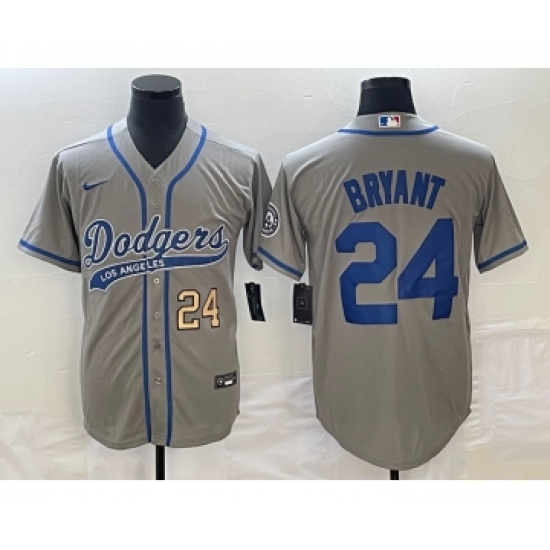 Men's Los Angeles Dodgers #24 Kobe Bryant Number Grey Cool Base Stitched Baseball Jersey - Ujersey