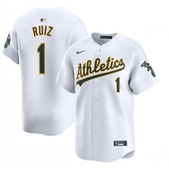 Men's Oakland Athletics #1 Esteury Ruiz White Home Limited Stitched Jersey - Ujersey