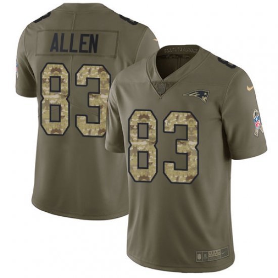 Men's Nike New England Patriots #83 Dwayne Allen Limited Olive/Camo 2017 Salute to Service NFL Jersey - Ujersey
