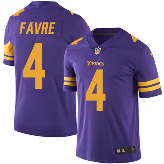 Youth Nike Minnesota Vikings #4 Brett Favre Limited Purple Rush Vapor Untouchable NFL Jersey - Ujersey