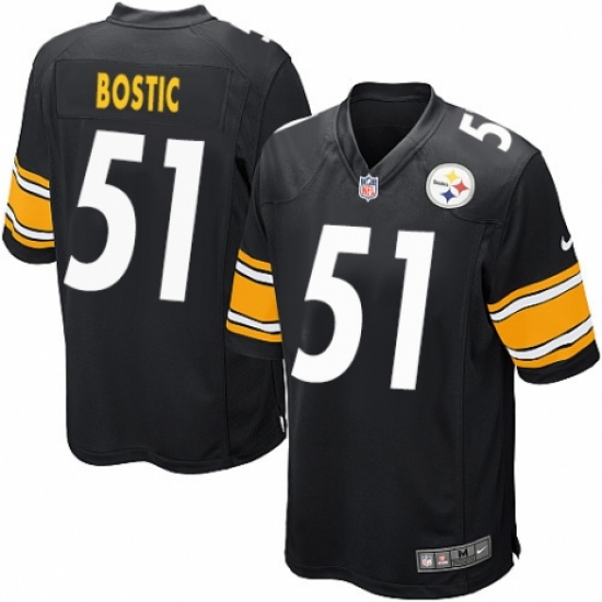 Men's Nike Pittsburgh Steelers #51 Jon Bostic Game Black Team Color NFL Jersey - Ujersey