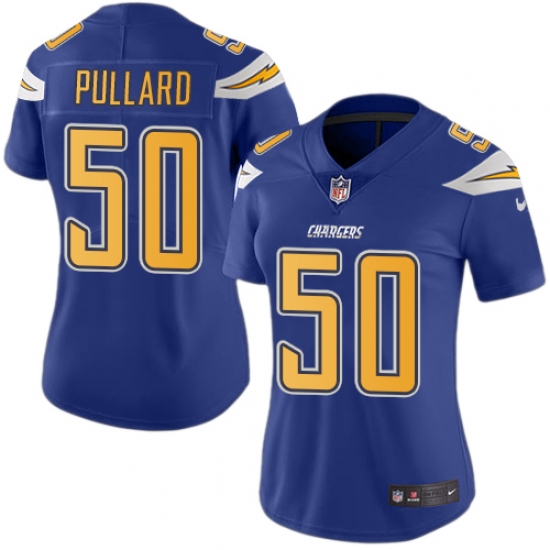 Women's Nike Los Angeles Chargers #50 Hayes Pullard Limited Electric Blue Rush Vapor Untouchable NFL Jersey - Ujersey